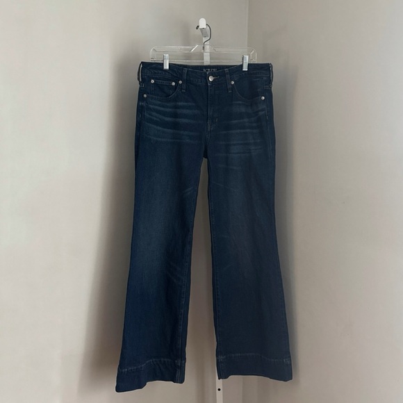 J. Crew ‘96 Low Rise Denim Trouser Wide Leg Jeans Dark Wash Women’s Size 30 tall - Picture 3 of 8